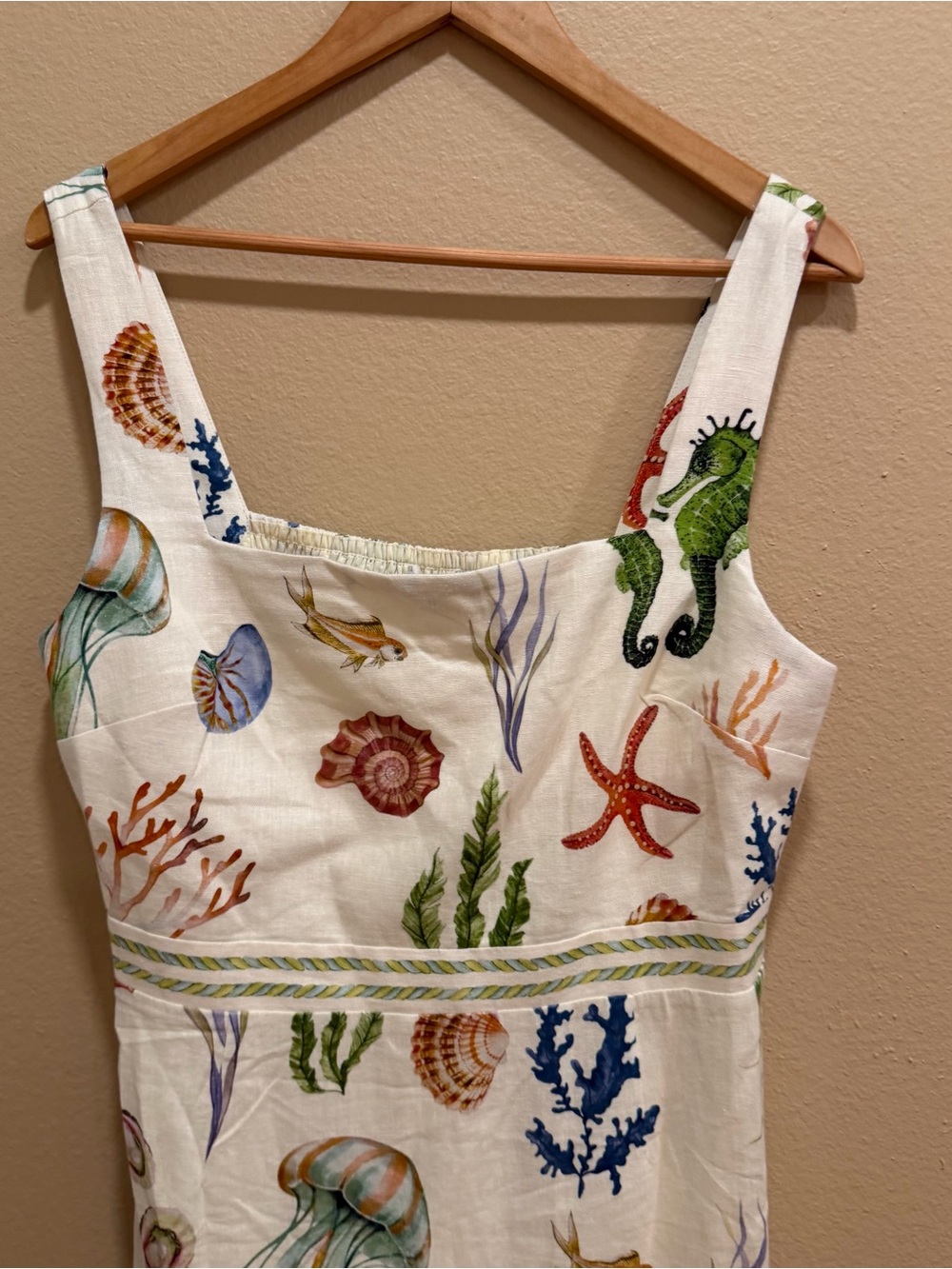 Caroline Constas Cream Sundress with Multicolor Sea Motif Large - Picture 8 of 12